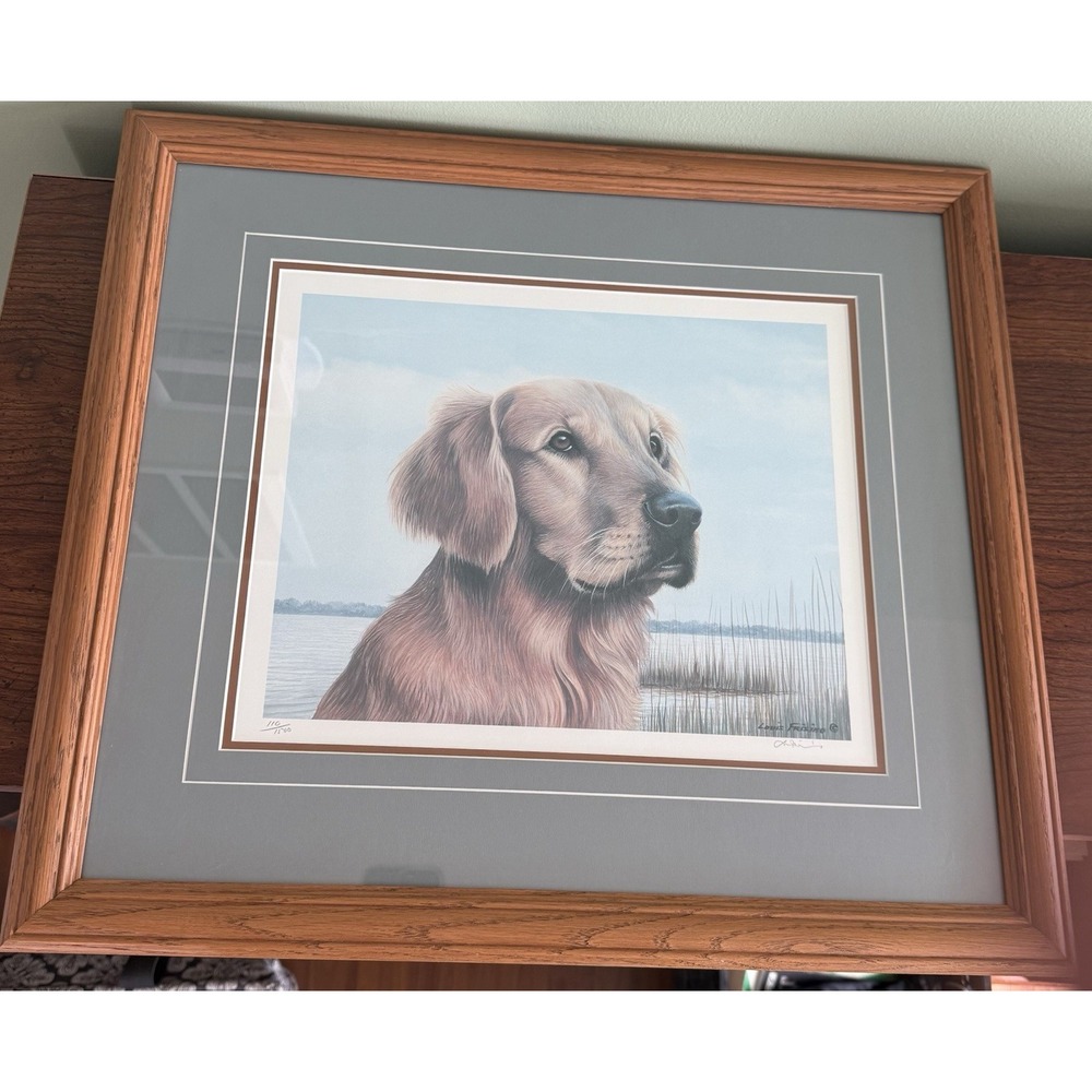 Louis Frisino Matted & Framed Golden Retriever Limited Edition Signed Print.